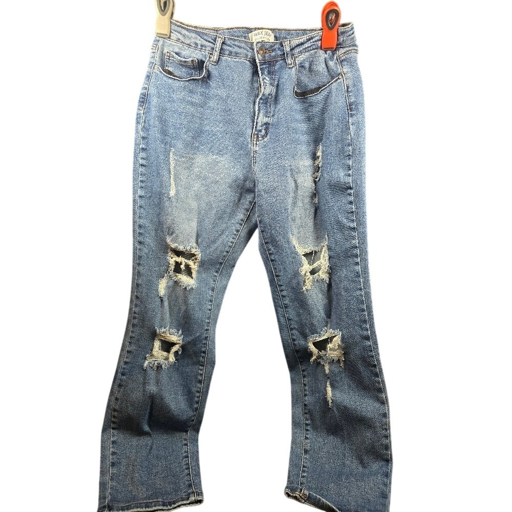 Wax Jean Collection Distressed‎ Ripped Jeans Medium Wash 13/31 Style 90253